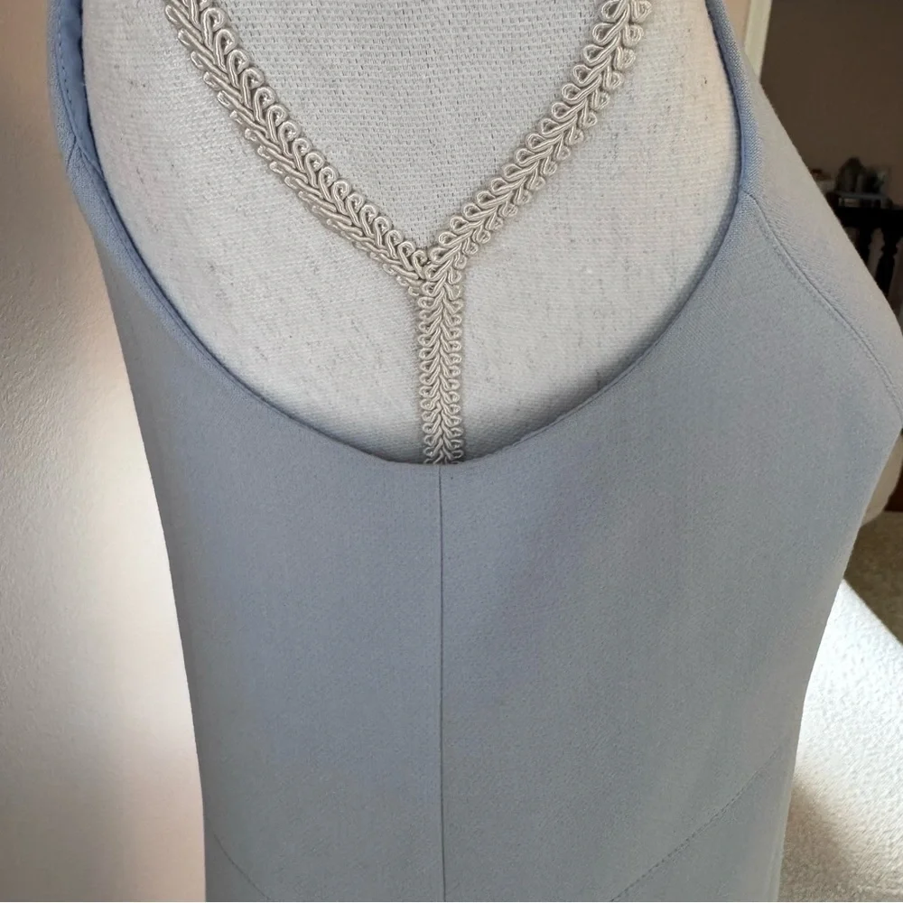 Shoshanna Mock Neck Sleeveless Scallop Hem Dress Light Blue Size 6 - Picture 3 of 9